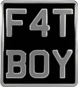 6 Digit 7x8 Portrait novelty show black silver Kids pressed number plate metal