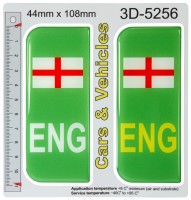2x 44 x 108 mm ENG Green Zero Emissions 3D Domed Gel Stickers Badges for Acrylic Number Plates