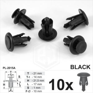 10mm Dia Black Plastic Car Push Pin Rivet Fasteners Trim Clips Panel Bumper