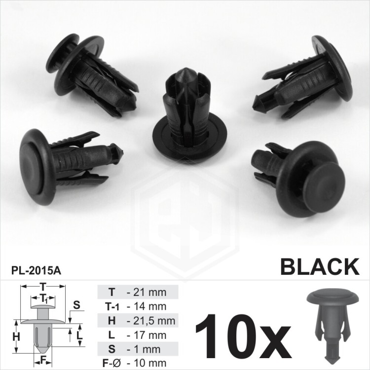 10mm Dia Black Plastic Car Push Pin Rivet Fasteners Trim Clips Panel Bumper