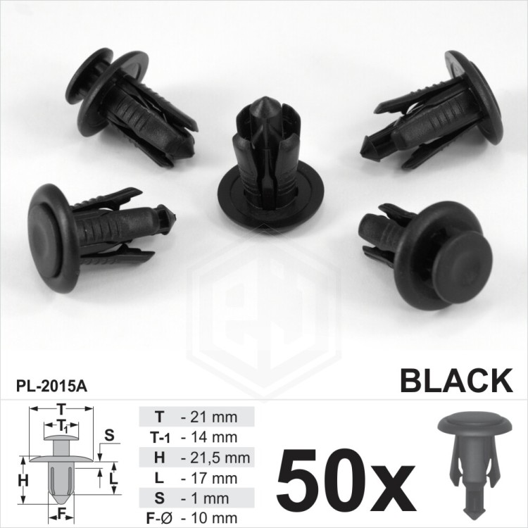 10mm Dia Black Plastic Car Push Pin Rivet Fasteners Trim Clips Panel Bumper