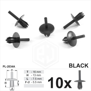 5.5mm Hole Plastic Push Rivet Clips Trims Wheel Arch Liner Lining Moudlings