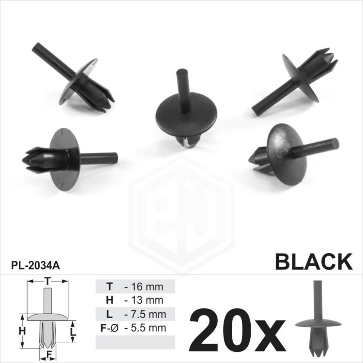 5.5mm Hole Plastic Push Rivet Clips Trims Wheel Arch Liner Lining Moudlings