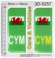 2x 44 x 108 mm CYM Green Zero Emissions 3D Domed Gel Stickers Badges for Acrylic Number Plates