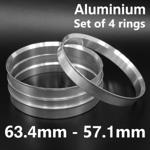 Aluminium Spigot Rings / 63.4mm - 57.1mm FULL SET OF (4) FOUR RINGS