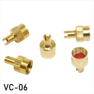 Brass Slotted Head Valve Stem Caps with Core Remover Tool for Car Motorcycle with Rubber Ring Seal