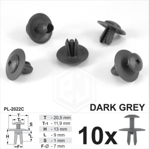 Dark Grey for BMW Bonnet Lining Hood Sound Insulation Screw Trim Clips Rivet