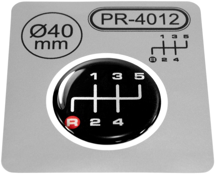 Gear Knob Shift Pattern Lever Sticker 3D Domed universal badge 5 Speed 40 R Red