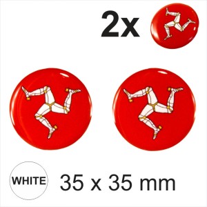 2x 35 mm Diameter GBM Isle of Man 3 Legs Flag Round Sticker Gloss Domed Gel 3D
