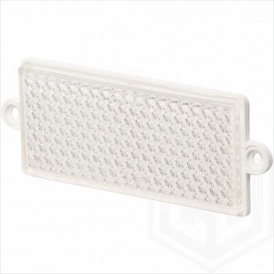 White Clear 96mm x 42mm Rectangular Screw On Car Trailer Caravan Front Reflector with Two-Hole Mounting