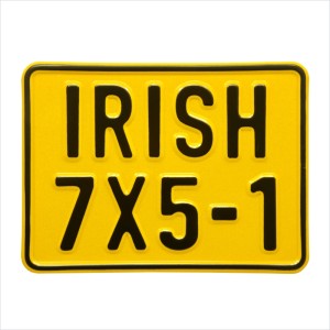 Irish Ireland font 7x5 Yellow 180x130 mm Single (1) personalised Toy Kids Car Motorcycle Pressed TEXT Novelty Plate