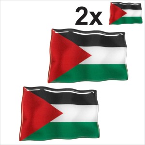 2x Palestine Flag Palestinian Gaza 3D Domed Gel STICKER Resin Decal Badge 75mm