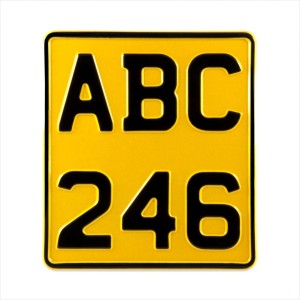 6 Digit Portrai 180x200 novelty yellow Kids car moto pressed number plate metal