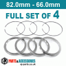 BBS Spigot Rings / 82.0mm - 66.0mm FULL SET OF (4) FOUR RINGS - BBS Spigot Rings / 82.0mm - 66.0mm FULL SET OF (4) FOUR RINGS