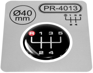 Gear Knob Shift Pattern Lever Sticker 3D Domed universal badge 5Speed 40mm R Red