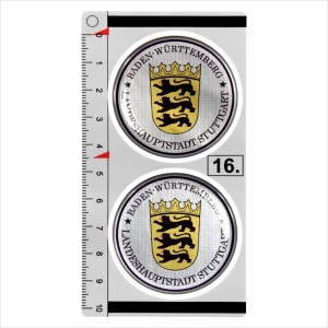 Baden-Wurttemberg set of 2 German Number Plate Seal Stadt 3D Domed Sticker badge