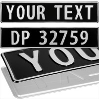 2x Norway Norwegian Style Font Black and silver Pressed Number Plates Novelty 520mm x 110mm