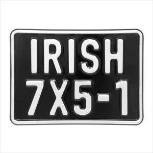 Irish Ireland font 7x5 Black and Silver 180x130 mm Single (1) personalised Toy Kids Car Motorcycle Pressed TEXT Novelty Plate
