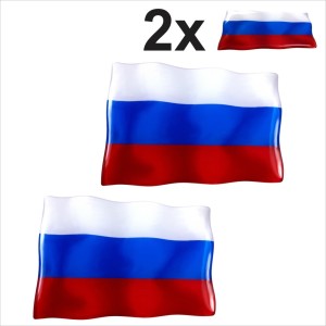 2x RUS Russia Russian Flags Россия Square 3D Domed Gel STICKER Resin Decal Badge