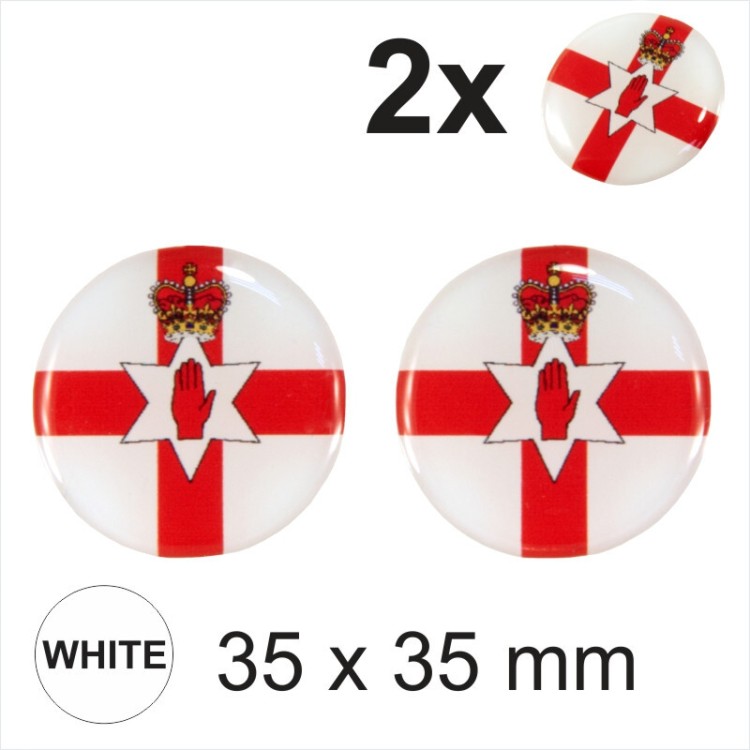 2x 35 mm Diameter Northern Ireland Flag Country Round Sticker Gloss Domed Gel 3D