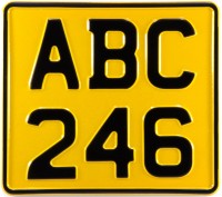 8x7 6-DIGIT Yellow Single (1) personalised Toy Kids Car Motorcycle Pressed TEXT Novelty Plate 200x180 mm