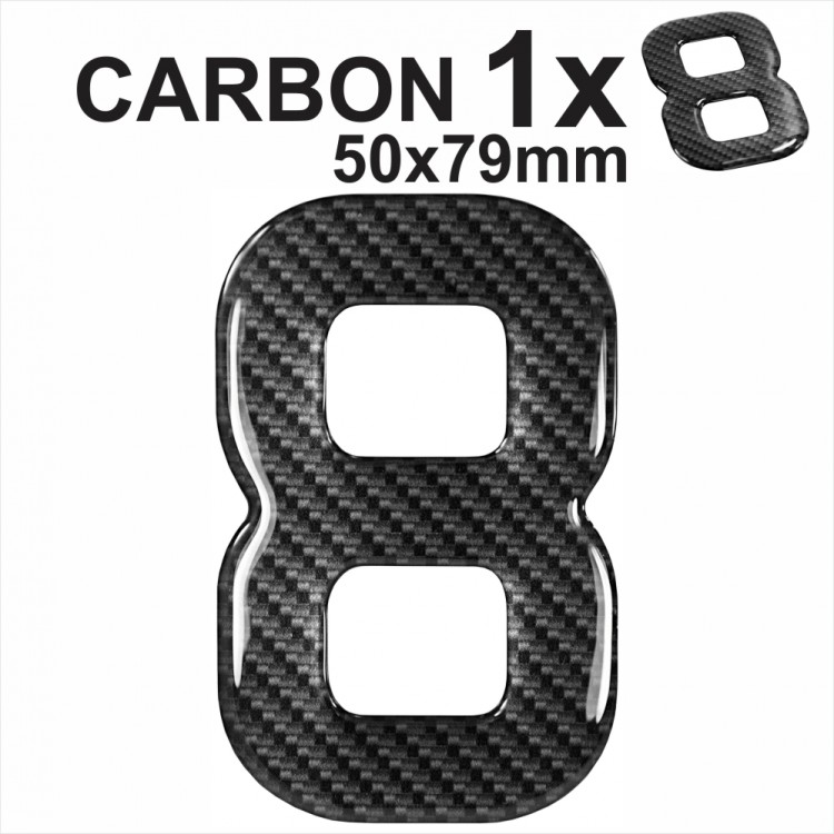 CARBON Number 8 3D gel number plates Domed Resin Digit Making DIY Registration UK REG