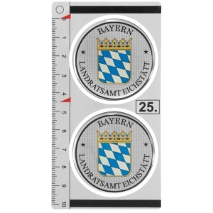 Bayern Eichstätt 45mm 3D Domed Resin German Number Plate Badges Set of 2
