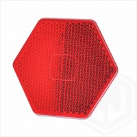 Red 75mm x 67 mm Hexagonal Stick On Self Adhesive Rear Reflector Car Trailer Caravan