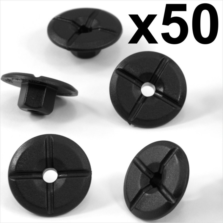 Plastic Unthreaded Nylon Nut Clips 4mm hole, 24mm collar Fits Mercedes, BMW
