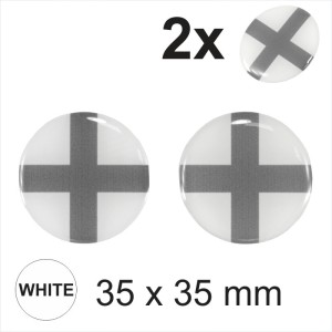 2x 35 mm Diameter Saint George's Cross Grey Flag Round Sticker Gloss Domed Gel