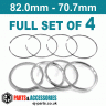 BBS Spigot Rings / 82.0mm - 70.7mm FULL SET OF (4) FOUR RINGS - BBS Spigot Rings / 82.0mm - 70.7mm FULL SET OF (4) FOUR RINGS