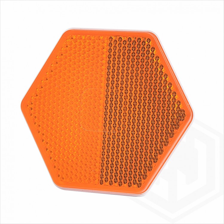 Amber Orange 75mm x 67 mm Hexagonal Stick On Self Adhesive Side Reflector Car Trailer Caravan