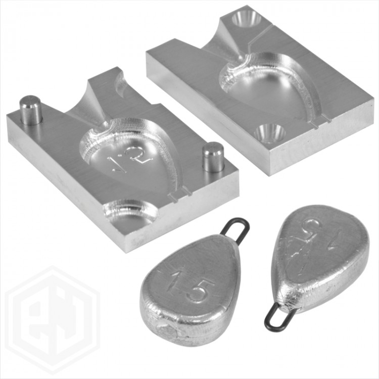 DIY Fishing Mould CNC Aluminium Carp Fishing Lead Flat Pear Weights 1.5 oz 1 in 1