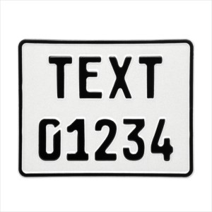 German font 7.5x6 White 190x150 mm Single (1) personalised Toy Kids Car Motorcycle Pressed TEXT Novelty Plate