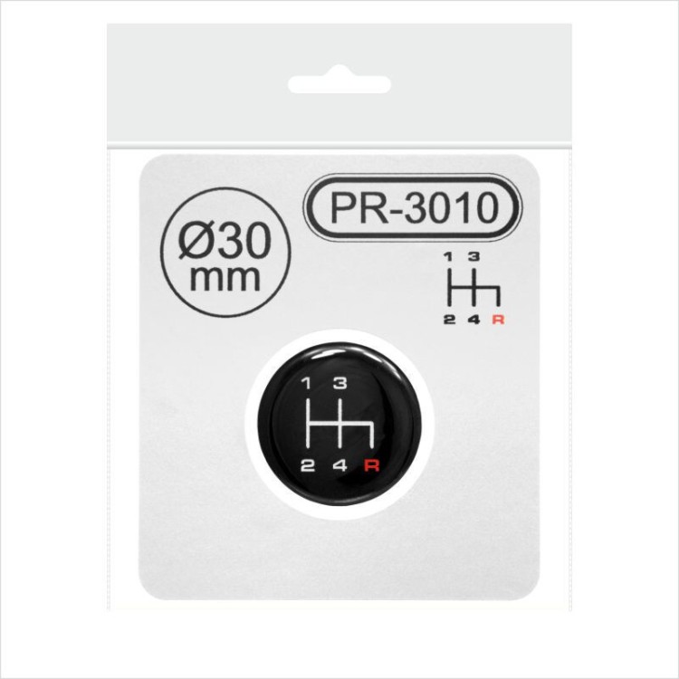 Gear Knob Shift Pattern Lever Stickers 3D Domed emblem badge 4 Speed ∅30 R-red