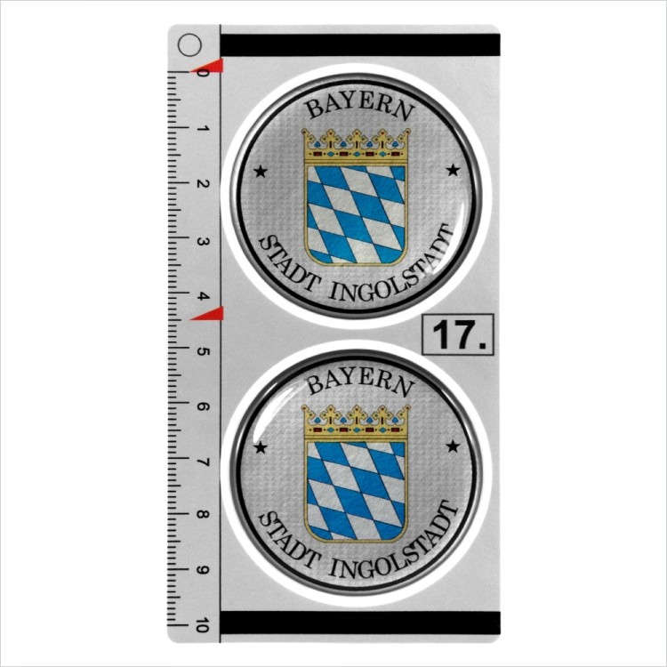 Bayern INGOLSTADT set of 2 German Number Plate Seal Stadt 3D Domed Sticker badge