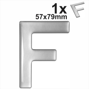 3d Gel Silver Letter F for Classic Black Number Plates Domed Resin Making DIY UK