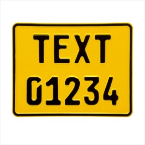 German font 7.5x6 Yellow 190x150 mm Single (1) personalised Toy Kids Car Motorcycle Pressed TEXT Novelty Plate