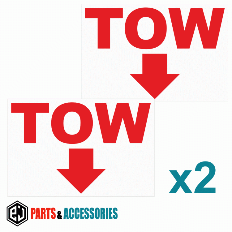 2x RED TOW Arrow Rally Motorsport JDM Racing Bumper Car Stickers Vinyl Decals