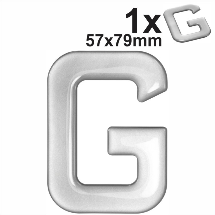3d Gel Silver Letter G for Classic Black Number Plates Domed Resin Making DIY UK