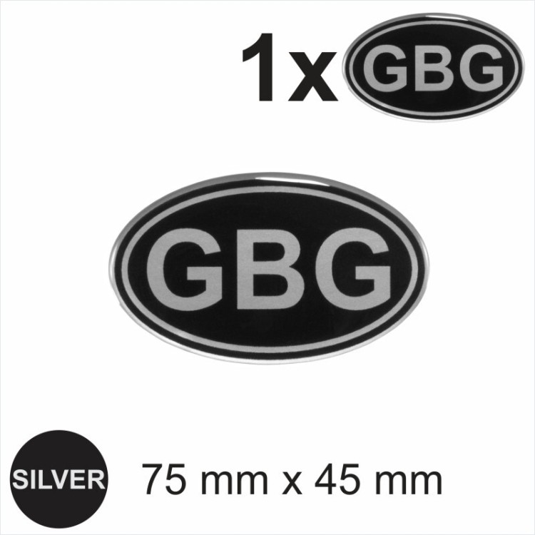 GBG Guernsey Vintage Black and Silver Gloss Sticker Dome Car 3D Gel Resin Decal