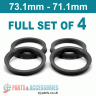 Spigot Rings / 73.1mm - 71.1mm FULL SET OF (4) FOUR RINGS - Spigot Rings / 73.1mm - 71.1mm FULL SET OF (4) FOUR RINGS