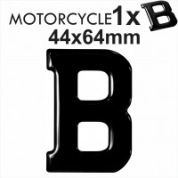 Letter B 3D Gel MOTORCYCLE MOTORBIKE BIKE number plates Black Domed Resin Making DIY Registration UK REG