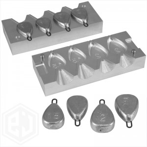 INLINE FLAT PEAR MOULD KIT FOR CARP FISHING LEADS WEIGHTS 2 2.5 3