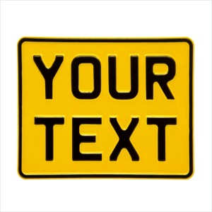 7.5" x 6" 190 x 150 mm Yellow Single (1) personalised Toy Kids Car Motorcycle Pressed TEXT Novelty Plate