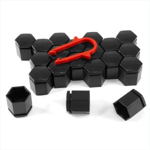 19mm Wheel Nut Covers – 20pcs Universal Car Wheel Nut Caps with Removal Tool – Gloss Black