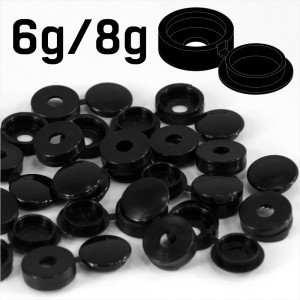 Black Hinged Plastic Screw Cover Caps (Small, 6/8g) 4 PACK SIZES