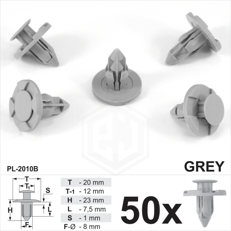 50x Grey Bumper Splash Guard Wheel Arch Lining Liner Trim Clips Fits Mitsubishi