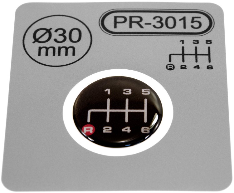 Gear Knob Shift Pattern Lever Stickers 3D Domed emblem badge 6 Speed ∅=30 R-red