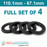 Spigot Rings / 110.1mm - 67.1mm FULL SET OF (4) FOUR RINGS - Spigot Rings / 110.1mm - 67.1mm FULL SET OF (4) FOUR RINGS